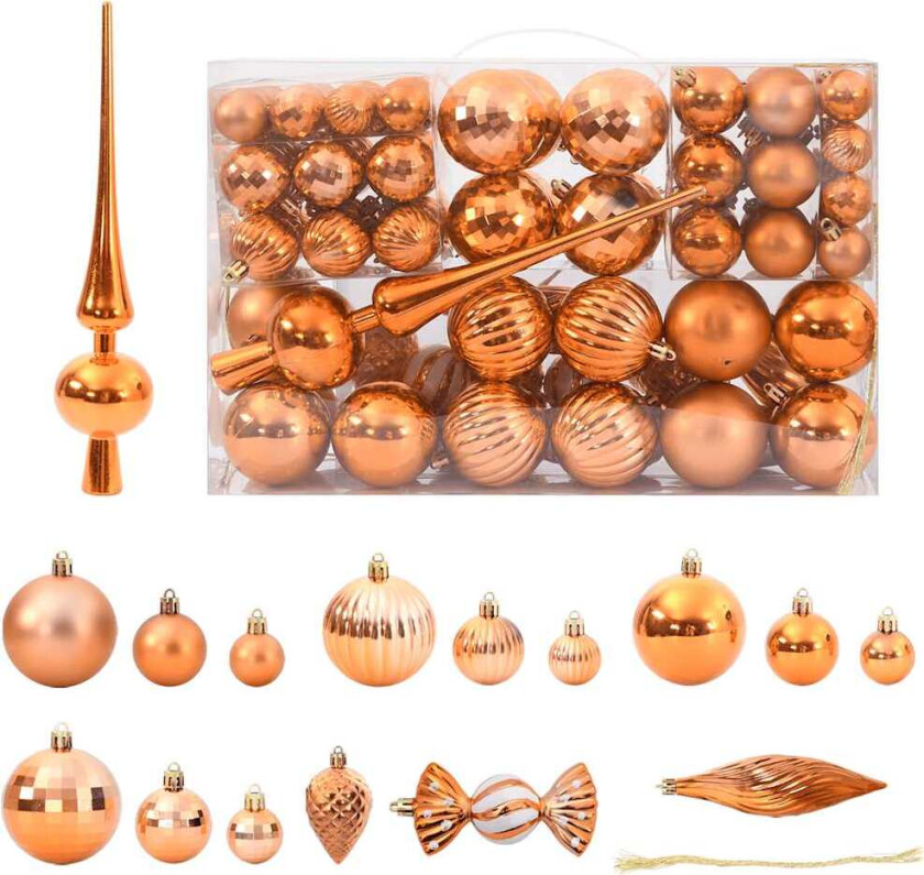 Julekuler 98 stk kobber Ø3/4/6 cm