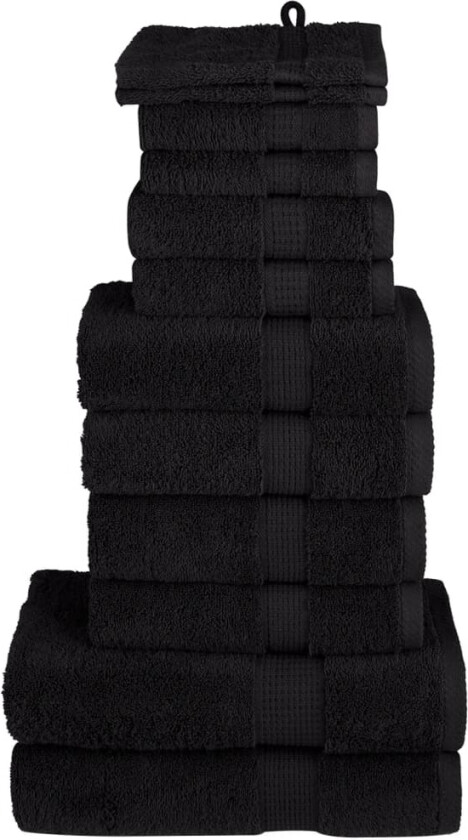 Premium håndklesett 12 deler SOLUND svart 600 g/m2
