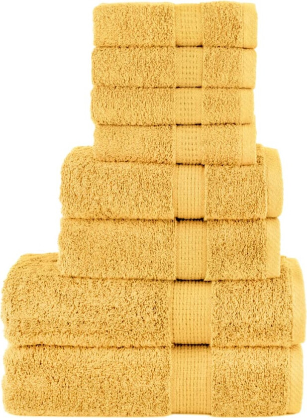 Premium håndklesett 8 deler SOLUND gull 600 g/m2