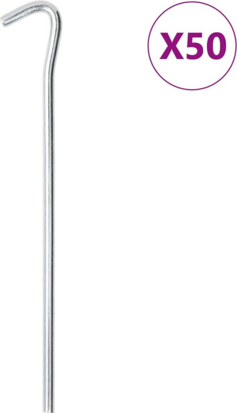 Teltplugger 50 stk 23 cm Ø7 mm galvanisert stål