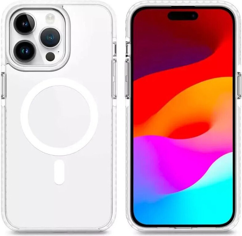 4smarts iPhone 15 Pro 4smarts Hybrid Guard Deksel - MagSafe-Kompatibel - Gjenomsiktig / Hvit