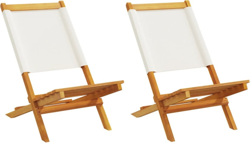 Hagestoler 2 stk kremhvit heltre akasie og stoff