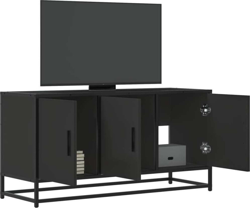 TV-benk svart 100x35x50 cm konstruert tre og metall