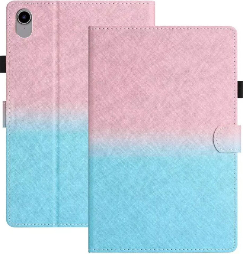 iPad 10,9" (2022) Flip-stativ Kunstkinn Deksel med Vekkefunksjon og Kortholder - Rosa / Lyseblå