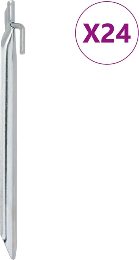 Teltplugger 24 stk V-formet 25 cm Ø20 mm galvanisert stål