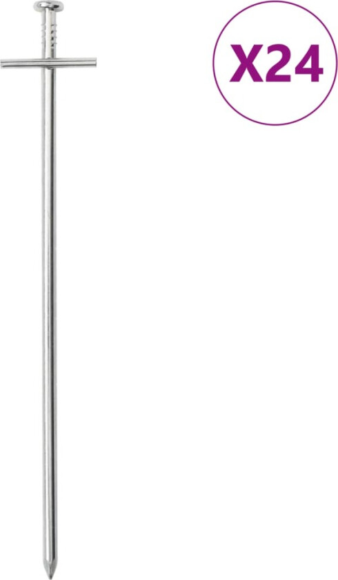 Teltplugger 24 stk 23 cm Ø6 mm galvanisert stål