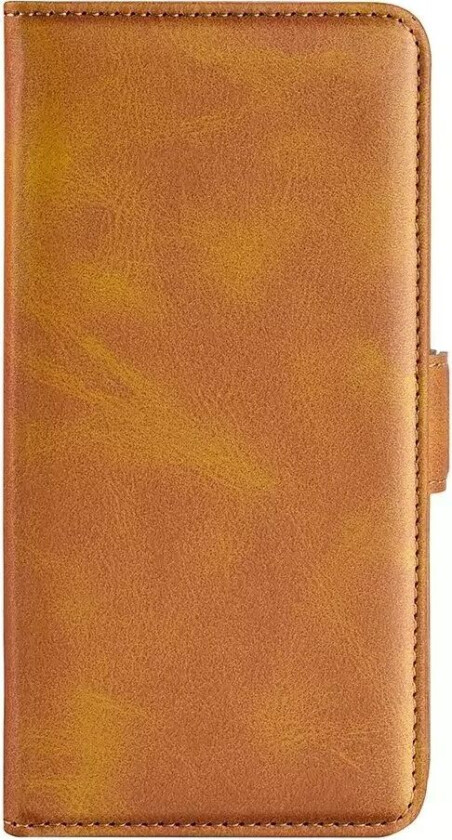 iPhone 14 Pro Flip Deksel i Skinn med Kortholder og Magnetisk Lukking - Brun