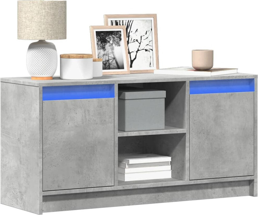 TV-benk med LED betonggrå 100x34x50 cm konstruert tre