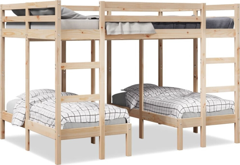 Trippel ramme for køyeseng 140x200/70x140 cm heltre furu