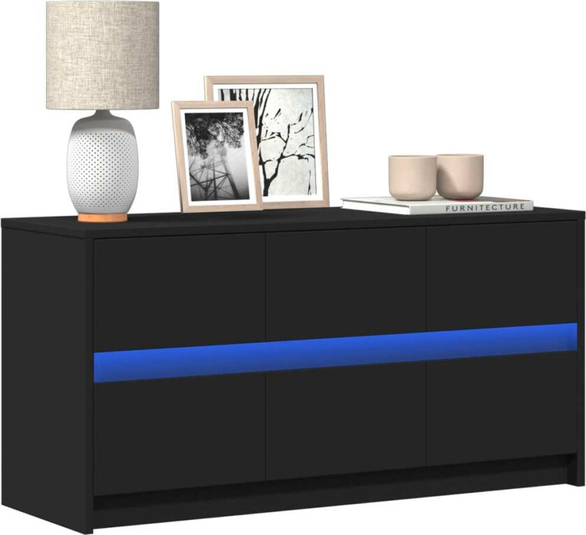 TV-benk med LED svart 100x34x50 cm konstruert tre