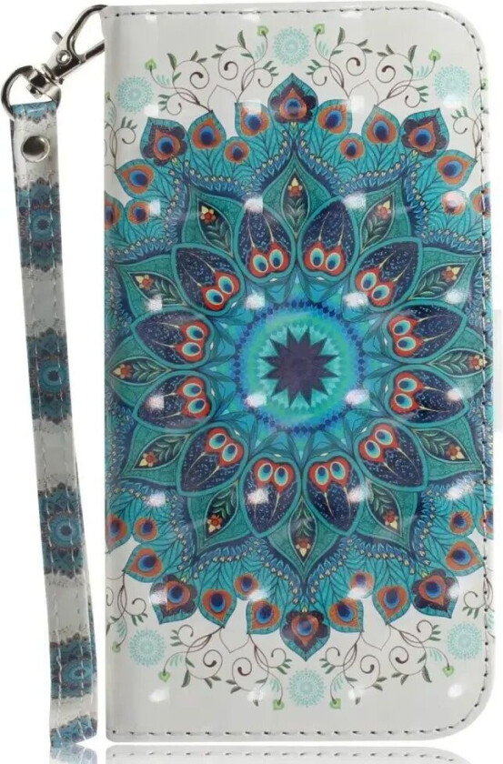 Samsung Galaxy A25 (5G) Kunstskinn Deksel m. Trykk & Stropp - Påfuglkrans