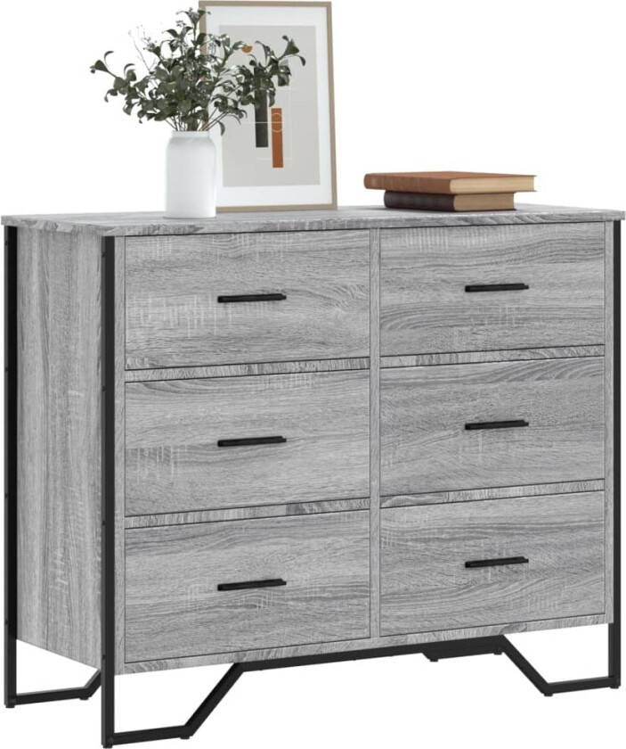 Kommode grå sonoma 91x35,5x74,5 cm konstruert tre