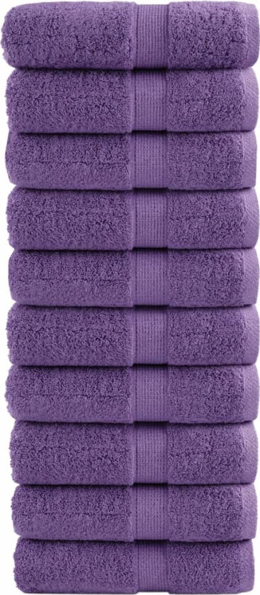 Premium gjestehåndklær SOLUND 10 stk lilla 30x50 cm 600 g/m2