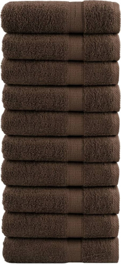 Premium håndklær SOLUND 10 stk brun 50x100 cm 600gsm