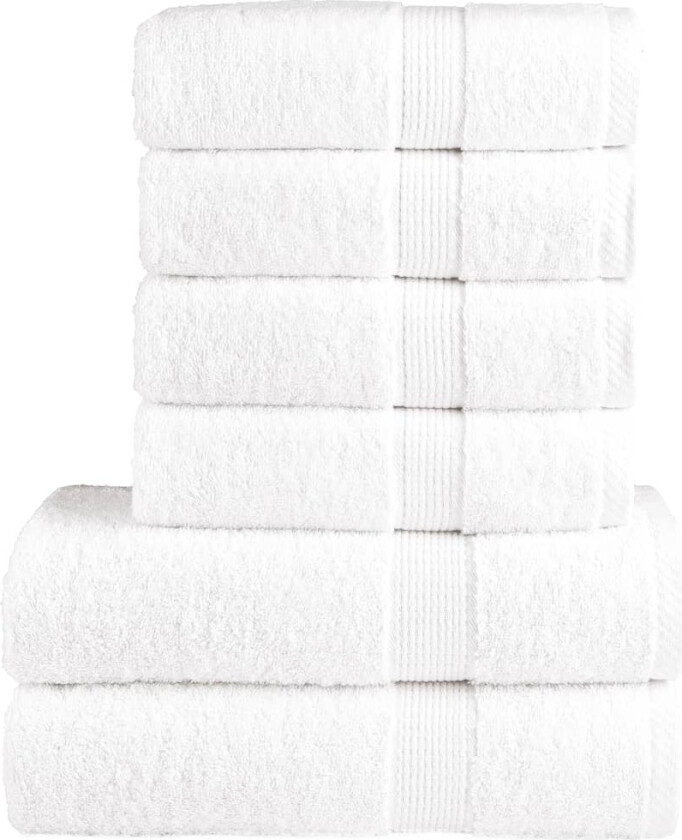 Premium håndklesett 6 deler SOLUND hvit 600 g/m2