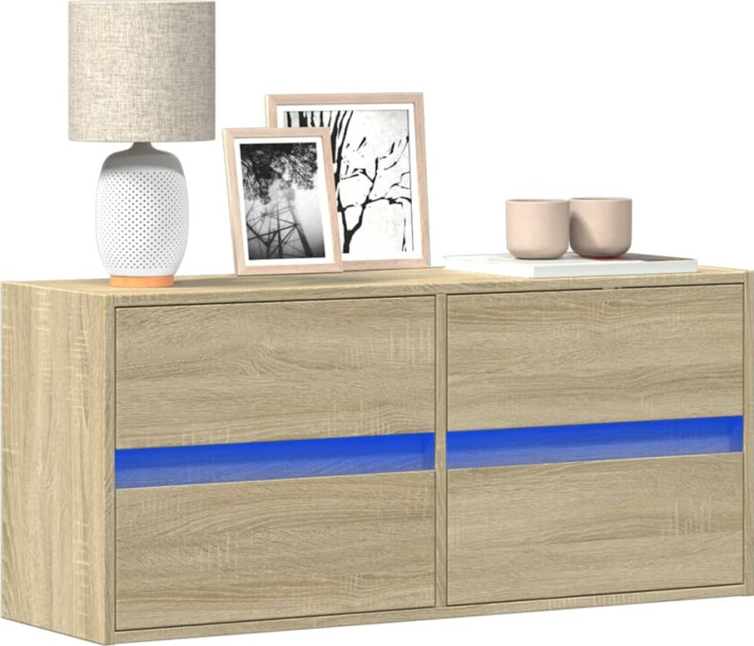 Vegghengt TV-benk med LED sonoma eik 100x31x45 cm
