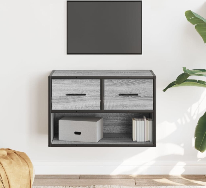 TV-benk grå sonoma 60x31x39,5 cm konstruert tre og metall