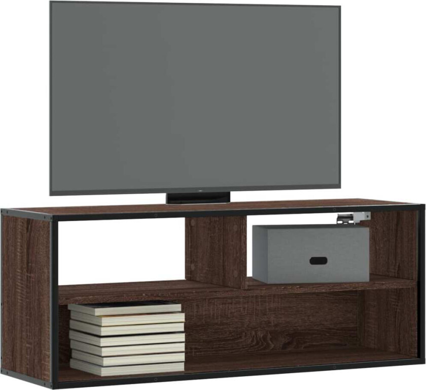 TV-benk brun eik 100x31x39,5 cm konstruert tre og metall