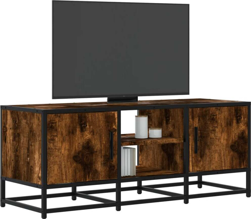 TV-benk røkt eik 100x35x41 cm konstruert tre og metall