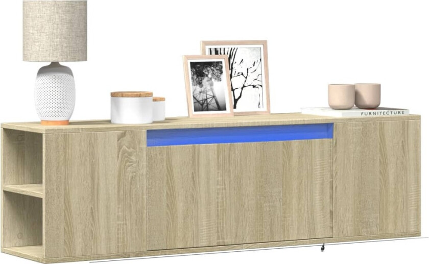 Vegghengt TV-benk med LED sonoma eik 135x31x39,5 cm