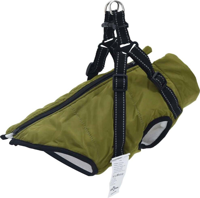 Hundefrakk med sele vanntett reflekterende militærgrønn 2XL
