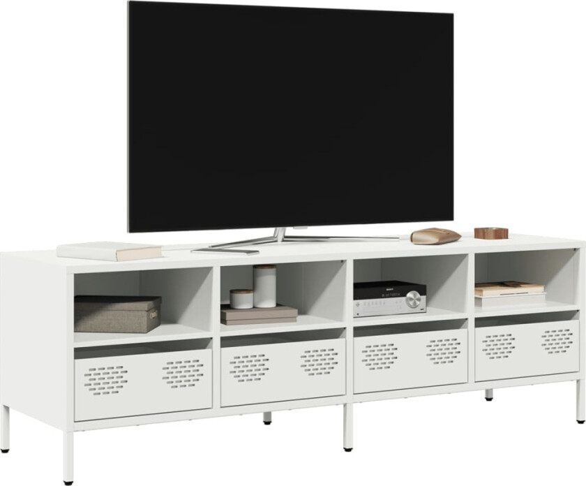 TV-benk hvit 135x39x43,5 cm kaldvalset stål
