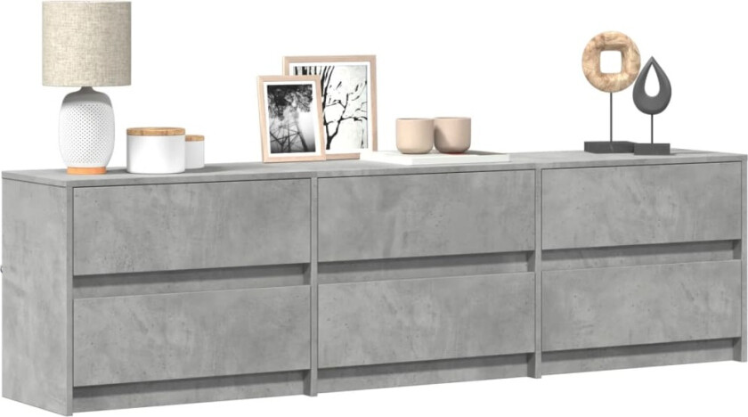 TV-benk med LED betonggrå 180x34x50 cm konstruert tre