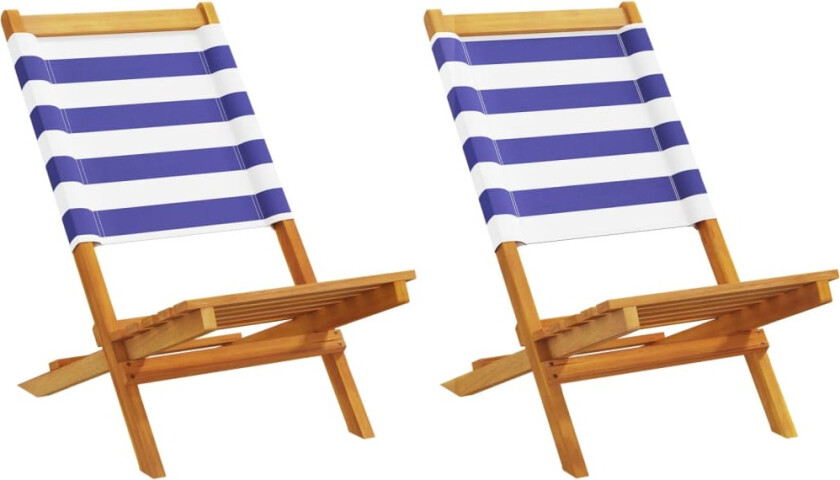 Hagestoler 2 stk blå og hvit heltre akasie og stoff