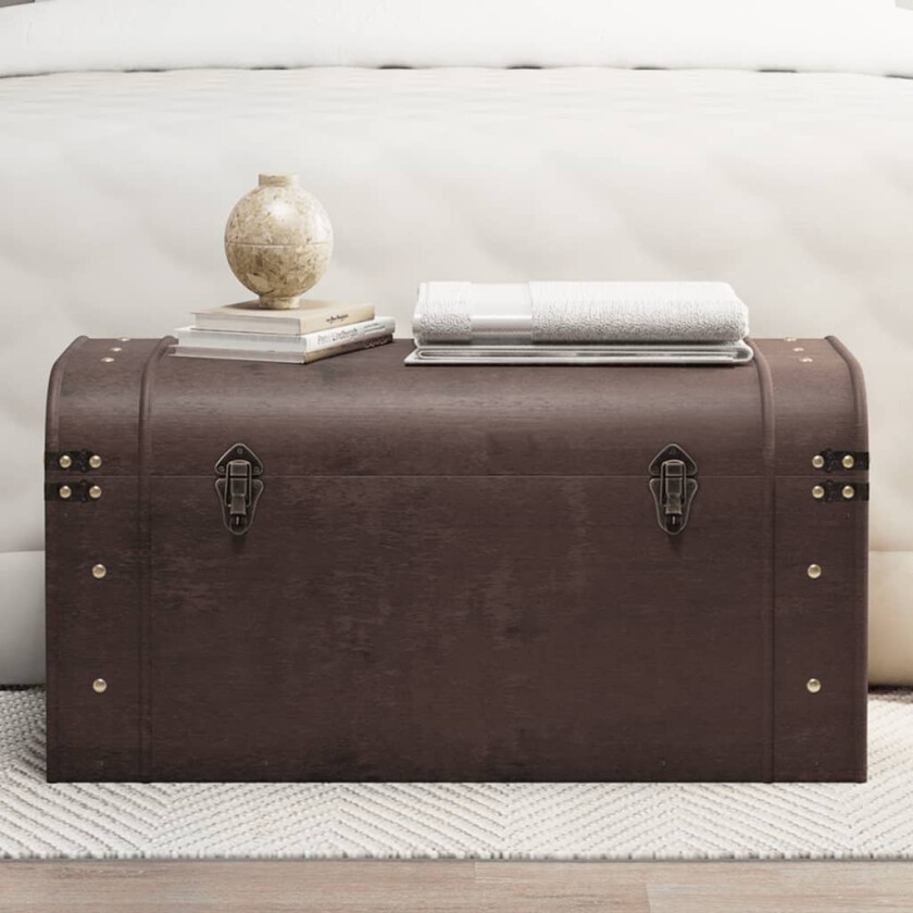 Bilde av Skattekiste med låser mørkebrun 79,5x39,5x39,5 cm kryssfiner