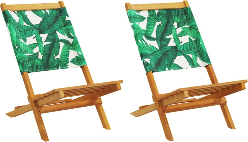 Hagestoler 2 stk bladmønster heltre akasie og stoff