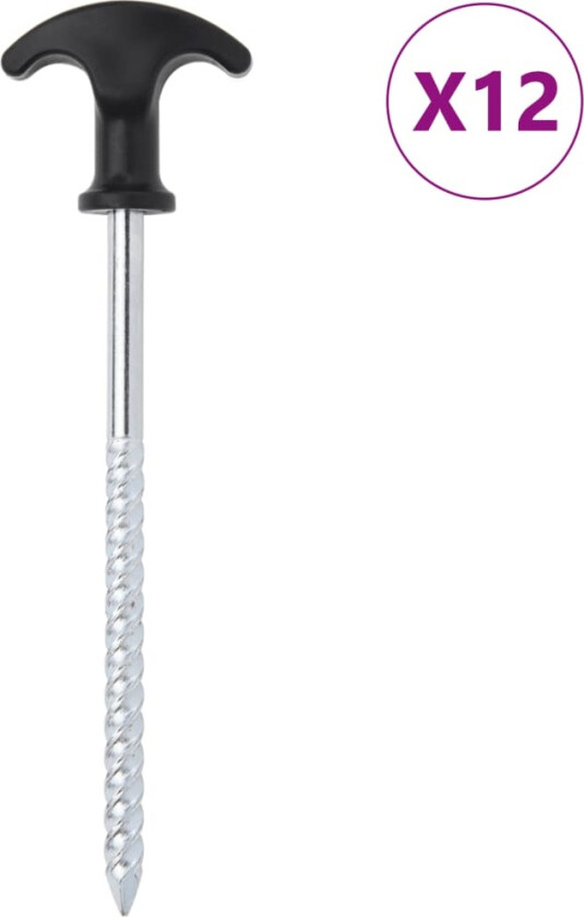 Teltplugger 12 stk 17 cm Ø7 mm galvanisert stål