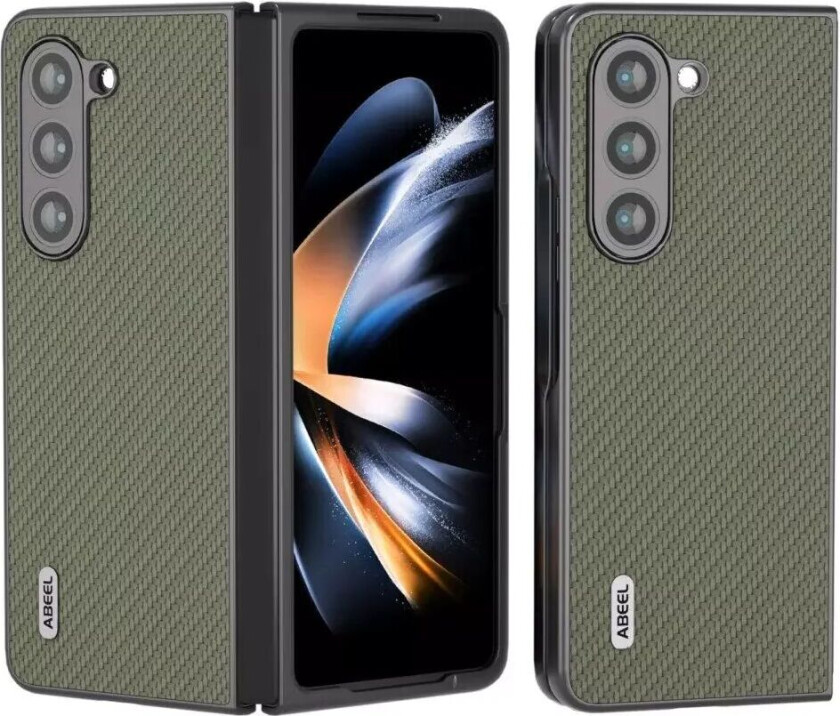 Samsung Galaxy Z Fold5 (5G) Skinnkledd Plast Deksel - Grønn Carbon