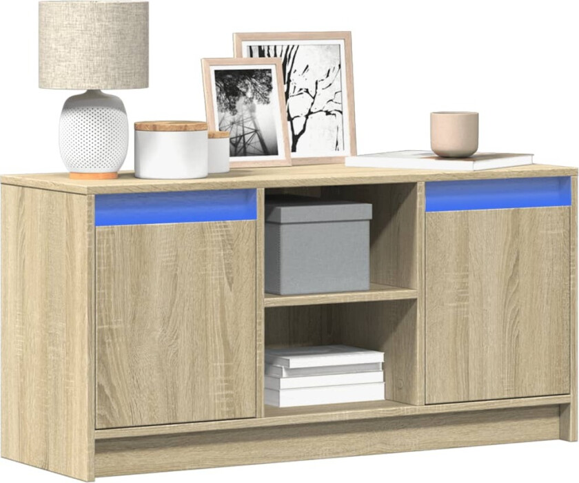 TV-benk med LED sonoma eik 100x34x50 cm konstruert tre