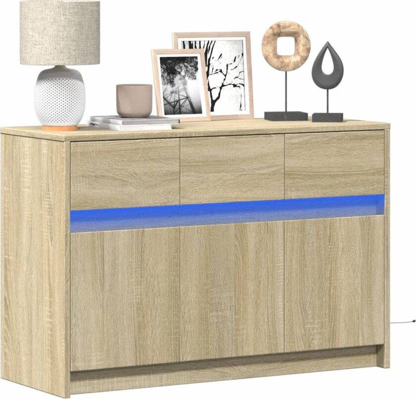 TV-benk med LED sonoma eik 91x34x61 cm konstruert tre