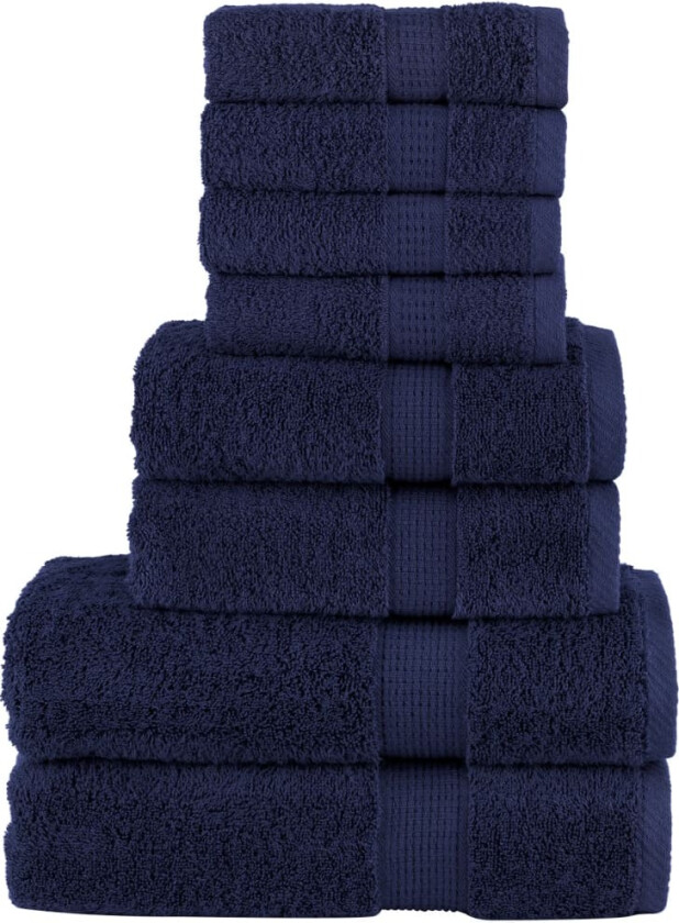 Premium håndklesett 8 deler SOLUND marineblå 600 g/m2