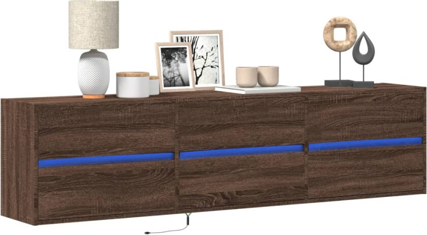 TV Veggskap med LED brun eik 180x31x45 cm