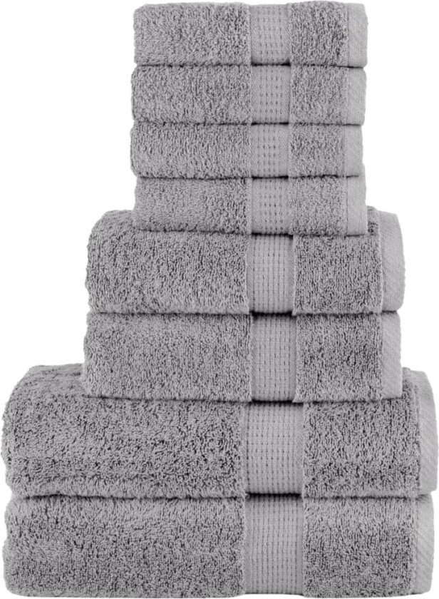 Premium håndklesett 8 deler SOLUND grå 600 g/m2