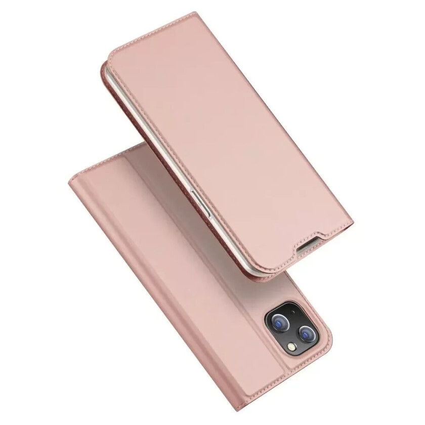 iPhone 14 Plus PU Skinn Pro Series Tynt Lommebokdeksel - Rose Gold
