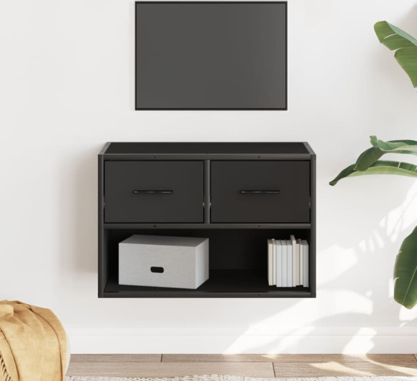 TV-benk svart 60x31x39,5 cm konstruert tre og metall