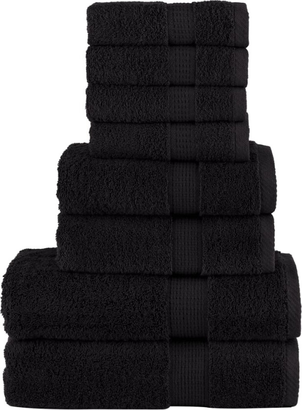 Premium håndklesett 8 deler SOLUND svart 600 g/m2
