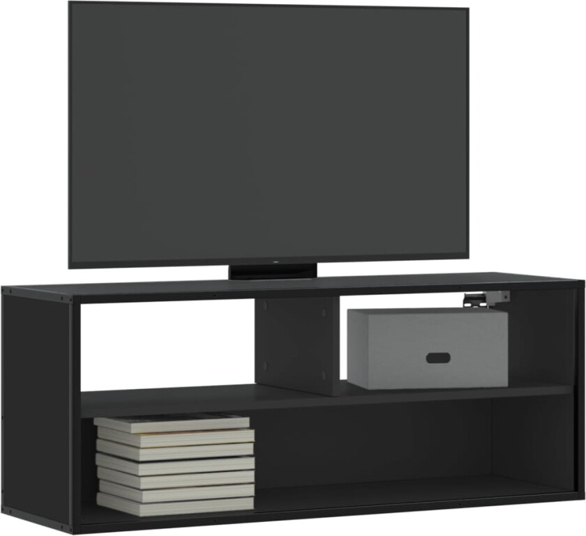 TV-benk svart 100x31x39,5 cm konstruert tre og metall