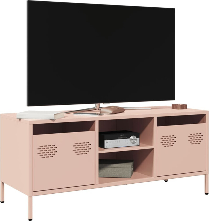 TV-benk rosa 101,5x39x43,5 cm kaldvalset stål