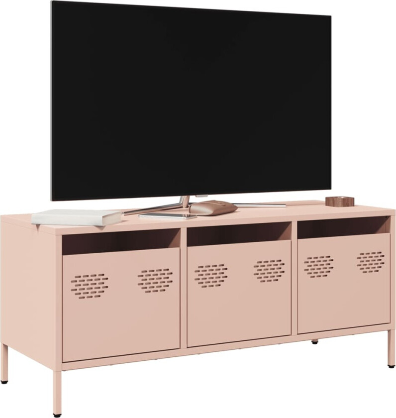 TV-benk rosa 101,5x39x43,5 cm kaldvalset stål