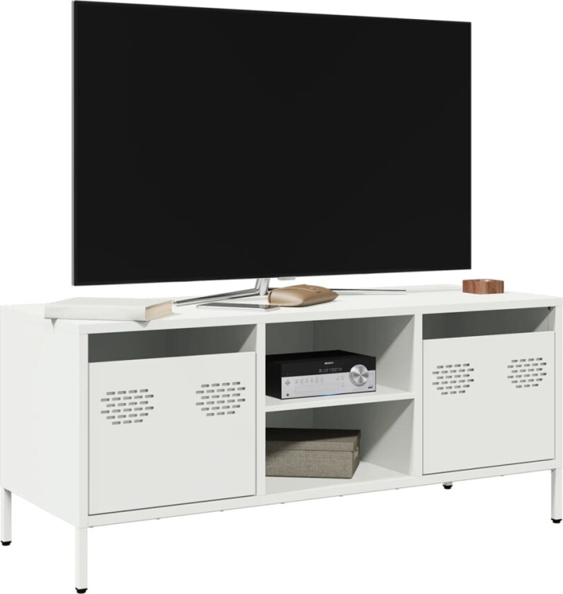 TV-benk hvit 101,5x39x43,5 cm kaldvalset stål
