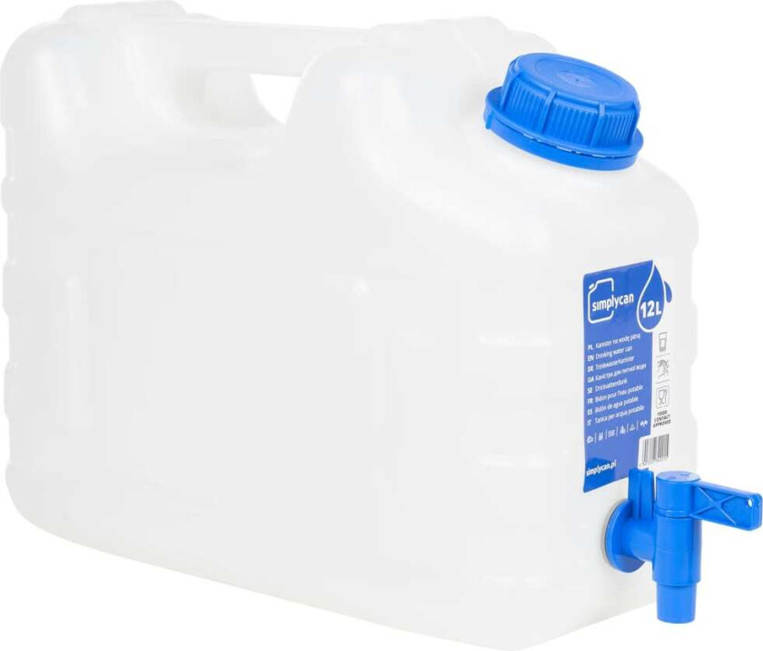 Vannbeholder med kran gjennomsiktig 10 L plast