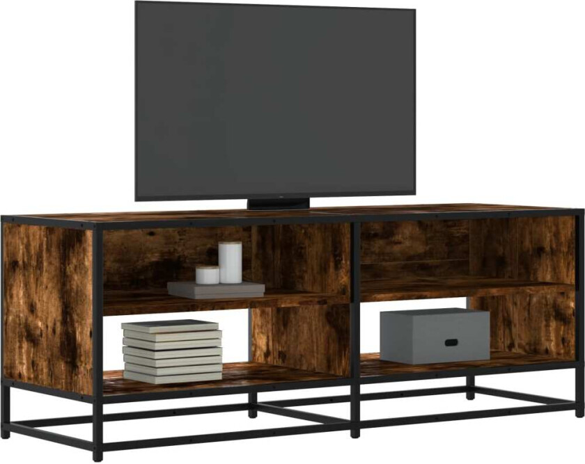 TV-benk røkt eik 120,5x40x46 cm konstruert tre og metall