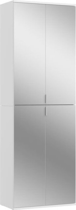 ProjektX garderobeskap 4 dører hvit, speil.