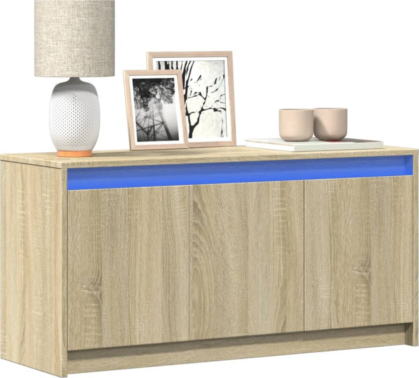 TV-benk med LED sonoma eik 100x34x50 cm konstruert tre