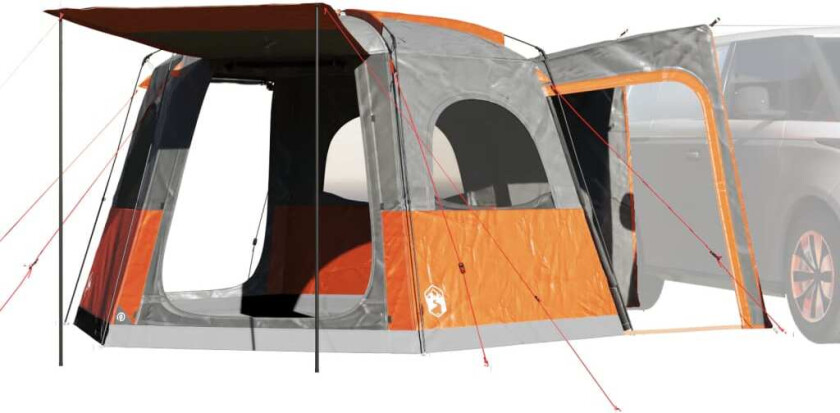 Biltelt 4 personer grå og oransje vanntett