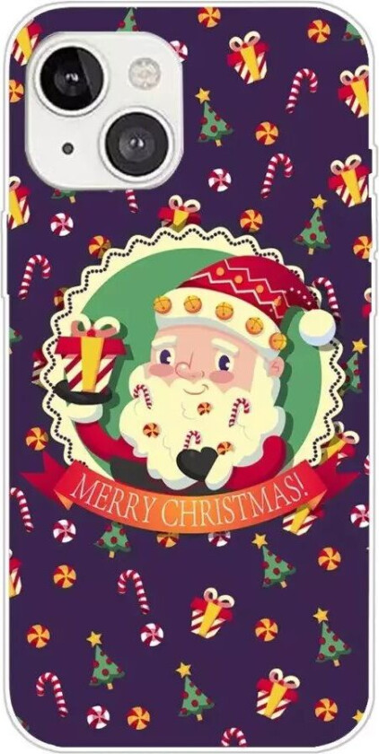 iPhone 13 Fleksibelt Plast Jul Deksel - Merry Christmas - Julenissen og Julegodteri